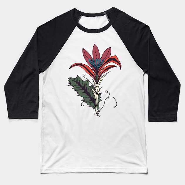 Dark Academia Aesthetic Flower Pattern Black Background Baseball T-Shirt by panco